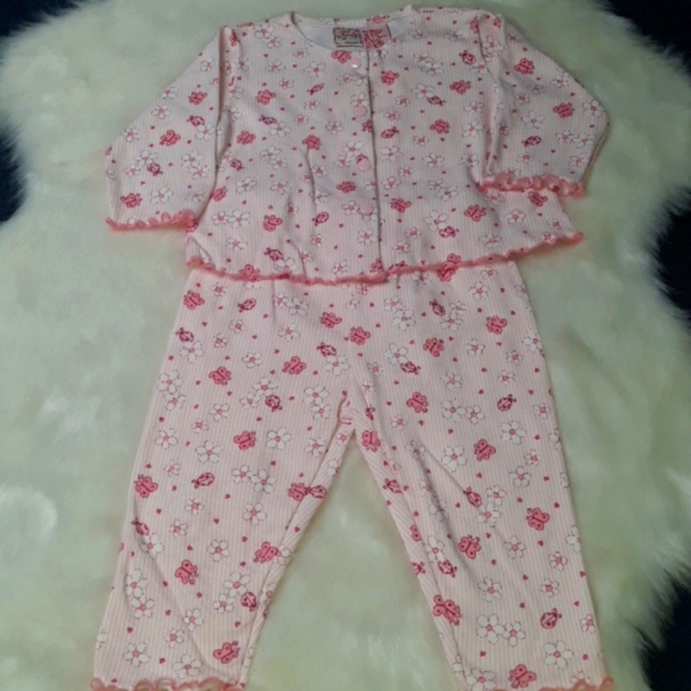 Butterflies and ladybugs pink trim pajamas